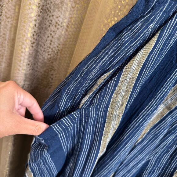 Free People Kind Favor Navy Blue Cotton Wide Leg Romper Jumpsuit Medium - Picture 7 of 12